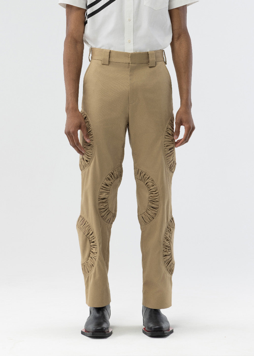 ANICRU Cotton Twill Benny Pant in khaki, front profile