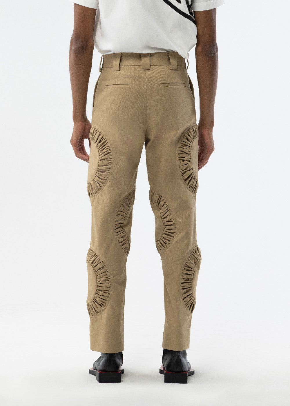 ANICRU Cotton Twill Benny Pant in khaki, back view 