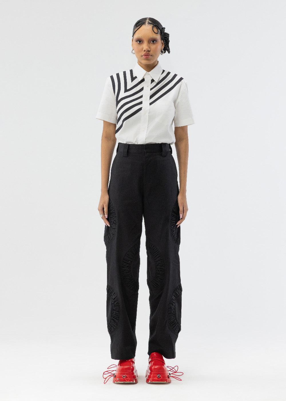 ANICRU Cotton Twill Benny Pant in black  , front view 