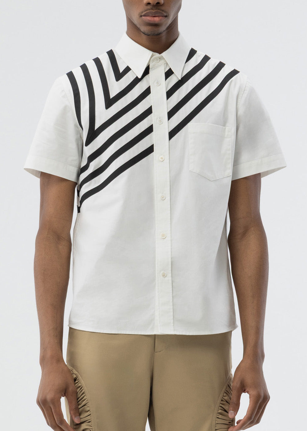 ANICRU Ville Shirt, bias topstitching detailing, front view 
