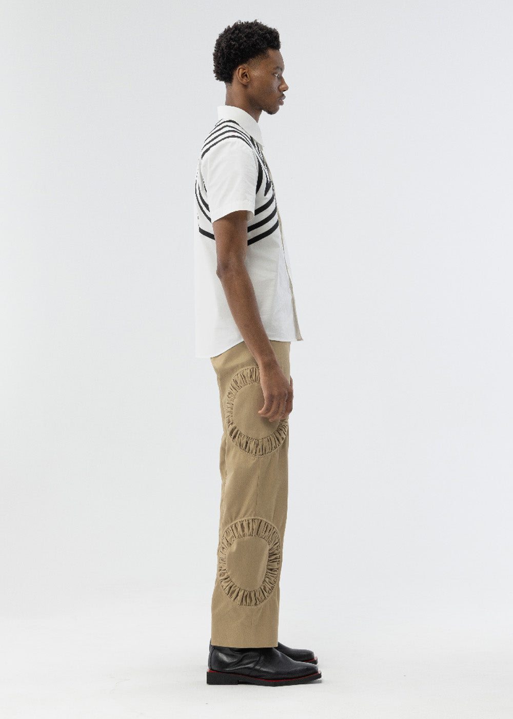 ANICRU Ville Shirt, bias topstitching detailing, full side profile 
