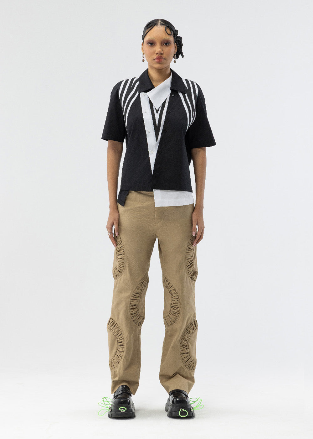 ANICRU Cotton Twill Benny Pant in khaki, front view 